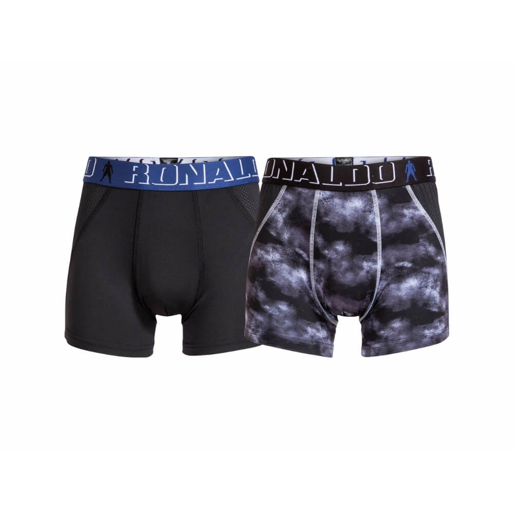 CR7 Underwear Boxershorts 2-Pack Fashion Line Boys Black Blue Galaxy Kids