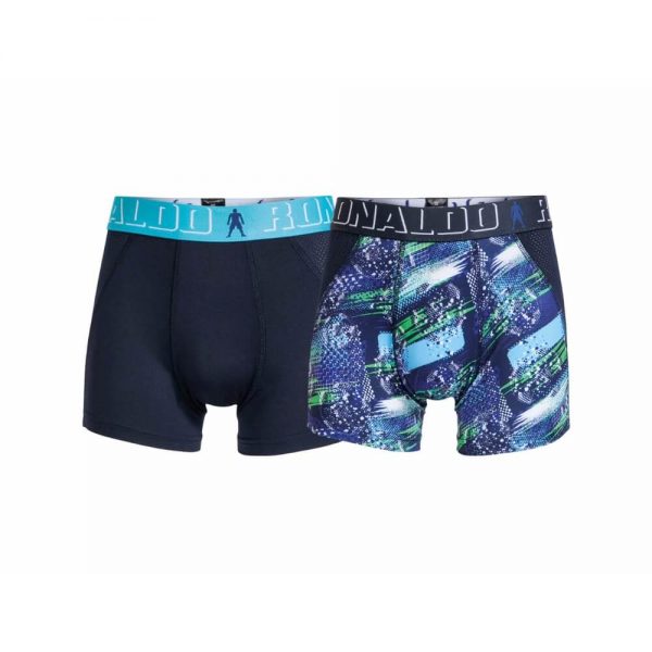 CR7 Underwear Boxershorts 2-Pack Fashion Line Boys Black Blue Turquoise Mesh Kids